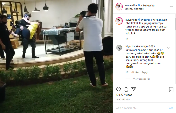 Atta Halilintar menggendong <a href='https://kupang.tribunnews.com/tag/aurel-hermansyah' title='Aurel Hermansyah'>Aurel Hermansyah</a> di hari ulang tahunnya