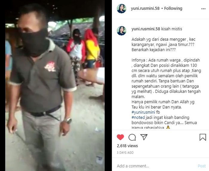 (Instagram @yuni.rusmini58)
Rumah yang dipindah dalam waktu semalam oleh seorang warga Ngawi bernama Giman