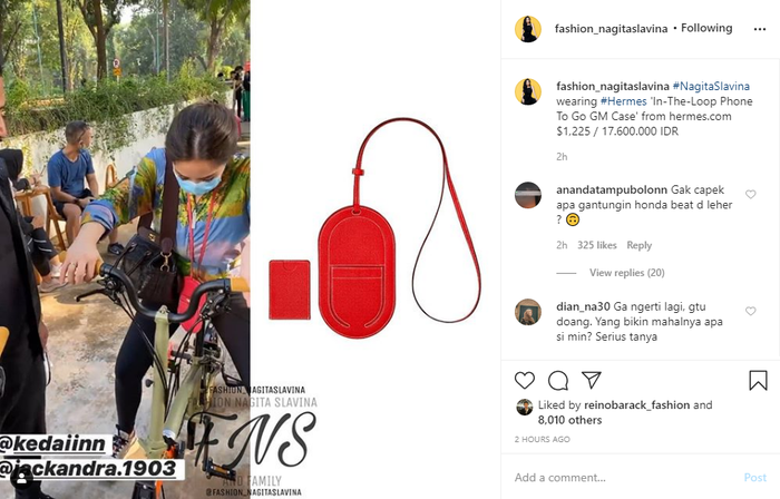 Nagita Slavina menambahkan ban tambahan di ban belakang sepeda Brompton-nya.