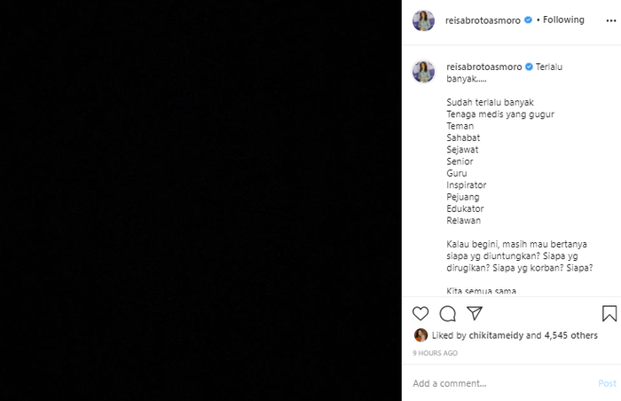 Reisa Broto Asmoro seolah luapkan kemarahan