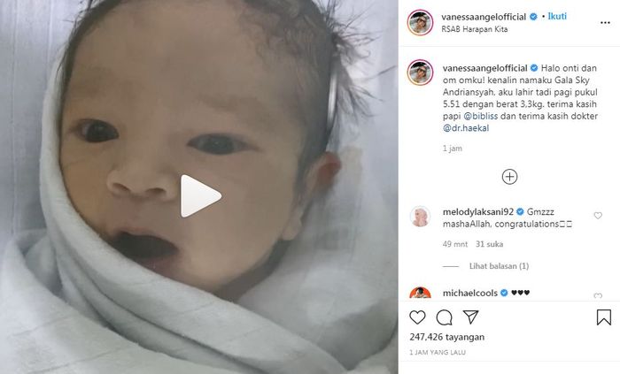 Anak Vanessa Angel dan Bibi Ardiansyah