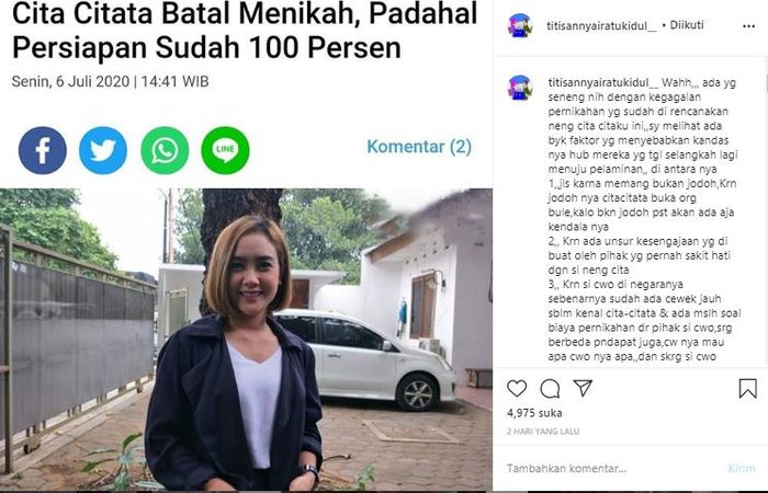 Cita Citata gagal menikah, begini kata Titisan Nyai Ratu Kidul
