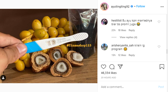 Ayu Ting Ting endorse paket kehamilan, warganet salah fokus.