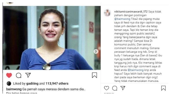 Nikita Mirzani mengunggah cuitannya