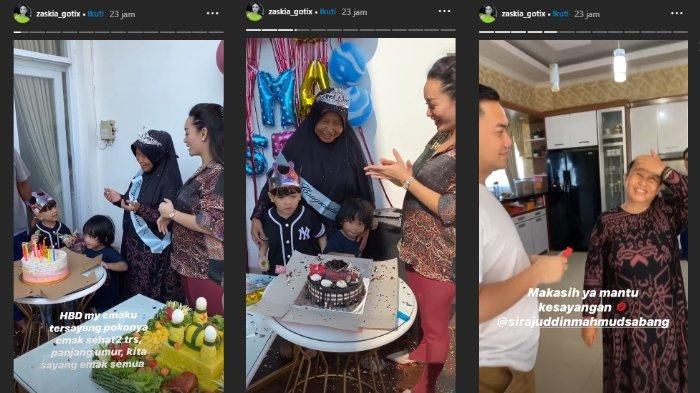 Zaskia Gotik saat merayakan ulang tahun ibunya