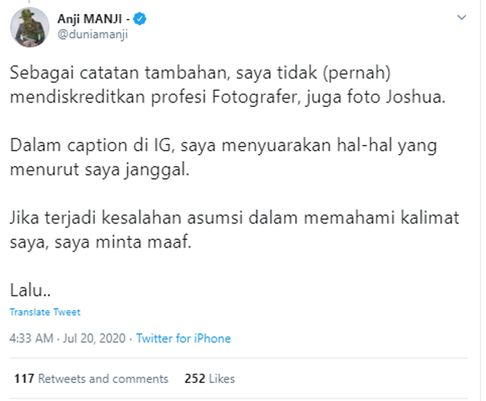 Permintaan maaf Anji