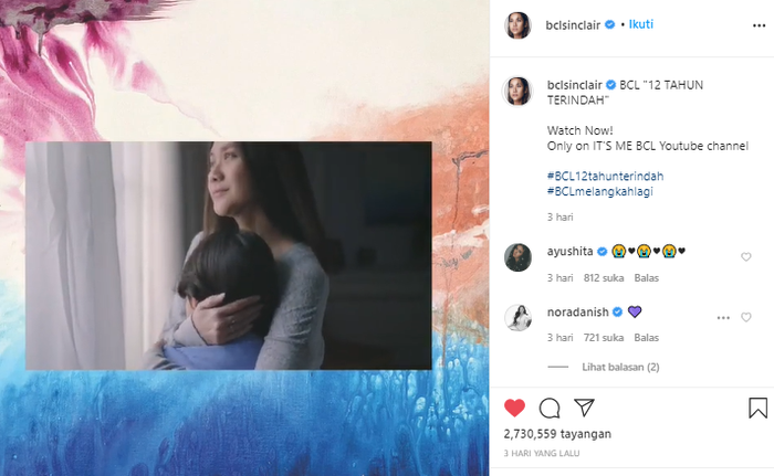 Single terbaru BCL berjudul 12 tahun Terindah yang dipersembahkan untuk mendiang suami tercinta, Ashraf Sinclair