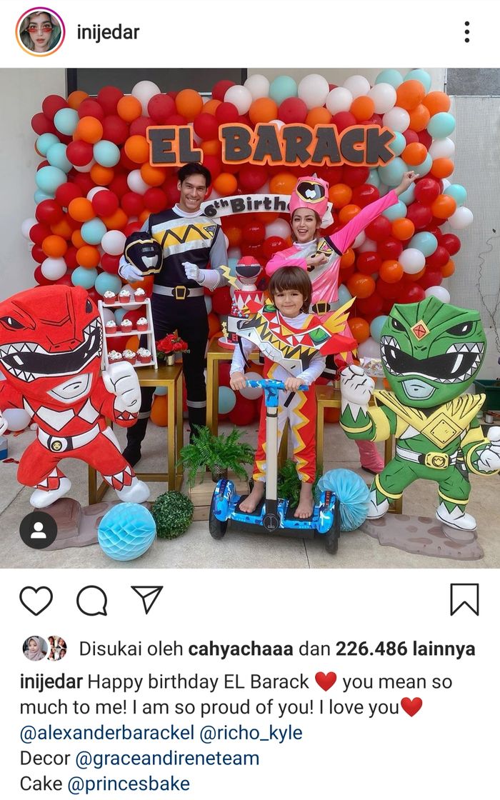 Unggahan Jessica Iskandar di hari ulang tahun El Barack.