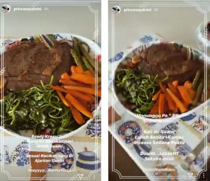 Instagram/princesssyahrini__ Syahrini masak untuk Reino Barack