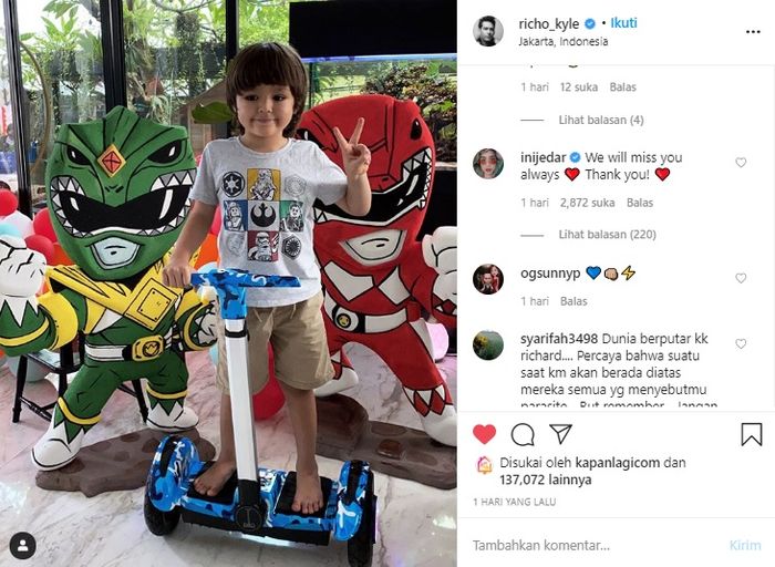 Jessica Iskandar bikin netizen nangis usai beri komentar di postingan Richard Kyle.