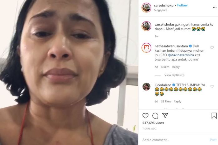 Potret wajah Sarah Sechan saat menangis Sesenggukan