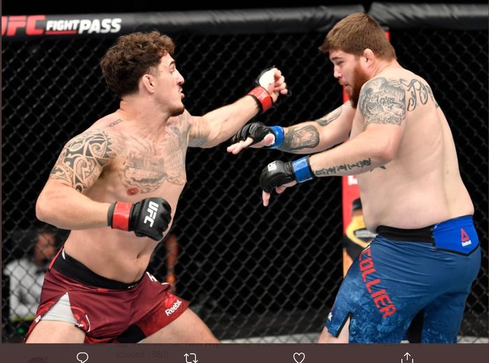 Duel Tom Aspinall kontra Jake Collier di UFC on ESPN 14, Minggu (26/7/2020) di Abu Dhabi.