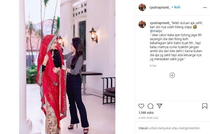 Unggahan adik Imel Putri Cahyati yang isyaratkan kakaknya telah punya gandengan baruInstagram @cputriaprianti_