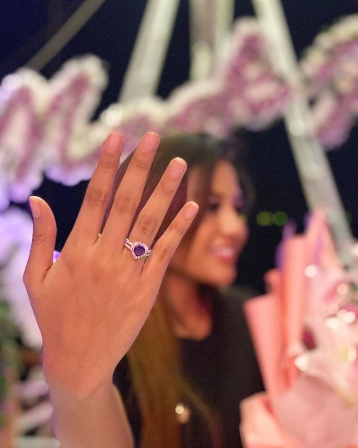 Cincin berlian berhias batu ungu dari Atta Halilintar untuk Aurel Hermansyah