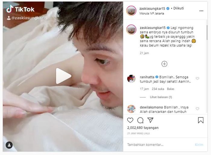 Postingan Zaskia Sungkar