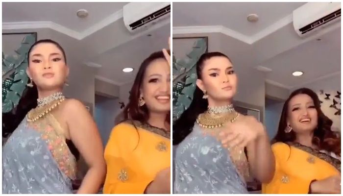 Rosa Meldianti asyik berjoget main Tik Tok, punggung mulusnya pakai Sari India bikin salfok netizen.