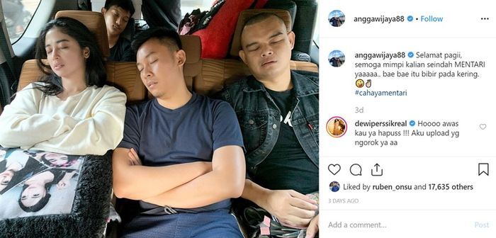 Dewi Perssik tertidur pulas