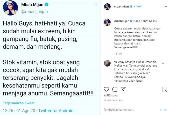 Mbah Mijan beri peringatan soal cuaca ekstrem
