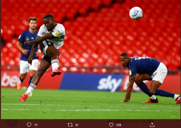 Laga Fulham kontra Brentford di final play-off Divisi Championship, Selasa (4/8/2020) di Stadion Wembley, London.