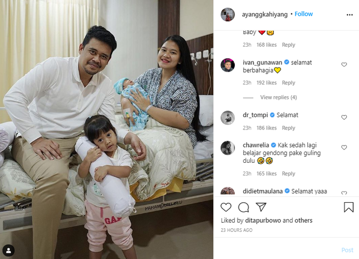 Komentar rekan artis yang memberi ucapan dalam postingan Kahiyang Ayu