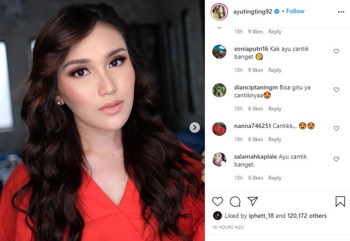 Komentar netizen saat melihat penampilan Ayu Ting Ting dengan makeup natural endorse bulu mata palsu.
