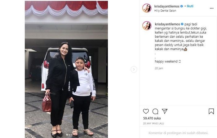 Potret Krisdayanti mengantar putra Raul Lemos, Kellen ke dokter gigi