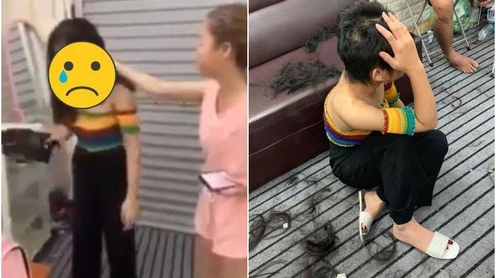 Usai pergoki suaminya sedang berselingkuh, seorang istri cukur paksa rambut si pelakor.