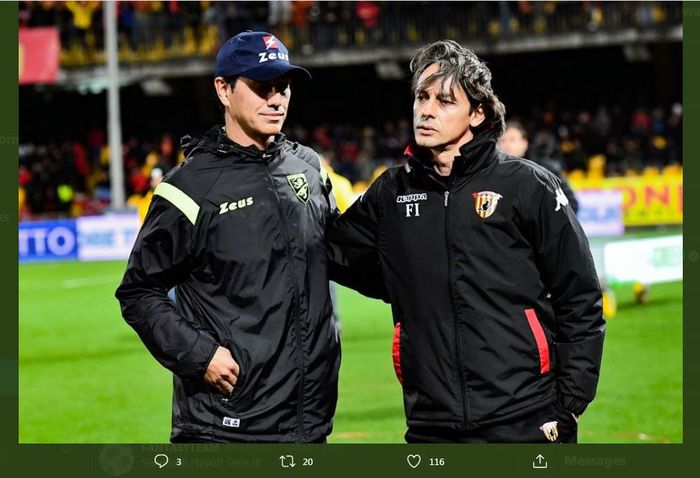 Alessandro Nesta (kiri) dan Filippo Inzaghi bertemu dalam duel Frosinone dengan Benevento di Serie B.