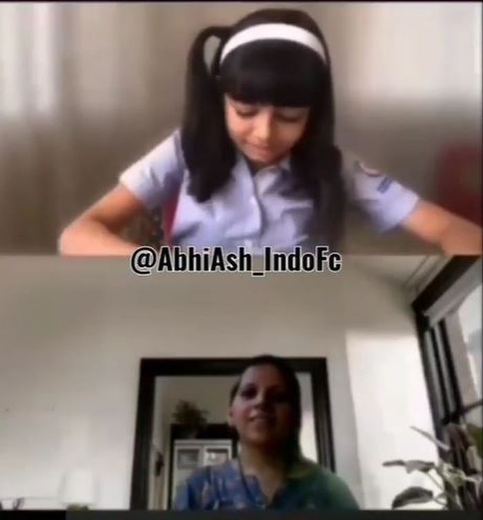 Rekaman putri Aishwarya Rai belajar online. Tangkap layar Instagram @filmykiida