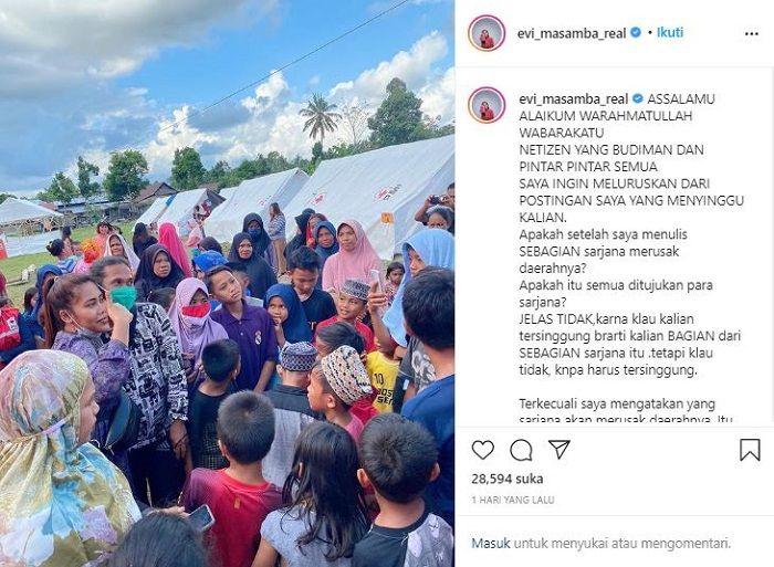 Evi Masamba beri klarifikasi usai dituding menghina sarjana