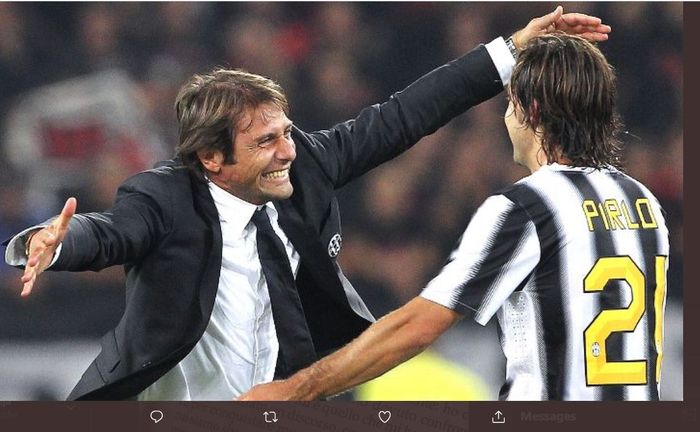 Antonio Conte dan Andrea Pirlo saat masih di Juventus.
