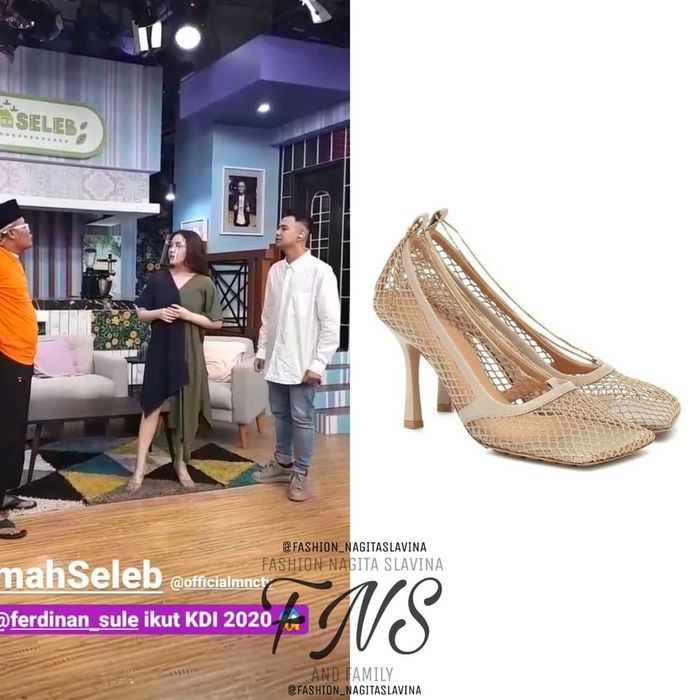 Nagita Slavina terlihat memakai sepatu pump heels berharga fantastis yang disbeut mirip jaring ikan