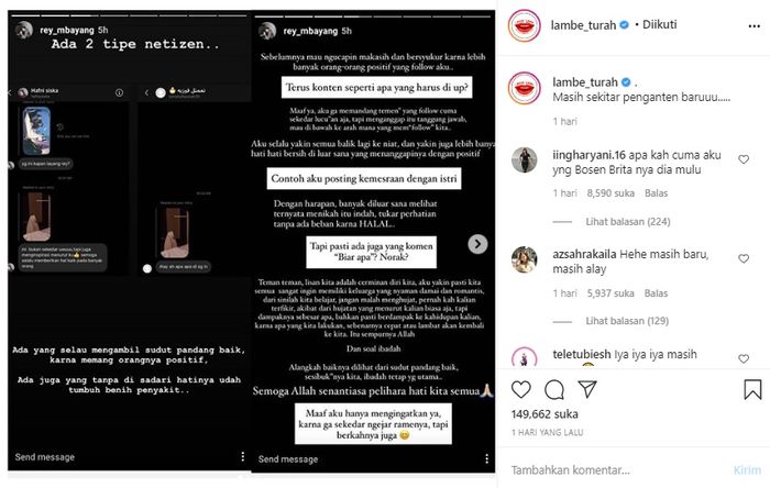Rey Mbayang beri jawaban bijak usai kena nyinyir lantaran memposting foto Dinda Hauw saat salat.