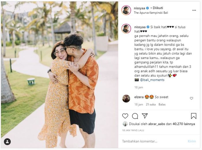 Unggahan Nisya Ahmad yang begitu mesra dengan suaminya ini seakan membungkam komentar netizen terkait gosip keretakan rumah tangganya
