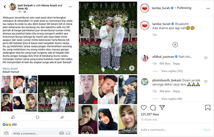 Unggahan Ipah Saripah, wanita yang mengaku sebagai ibu kandung Nadya Mustika Rahayu.