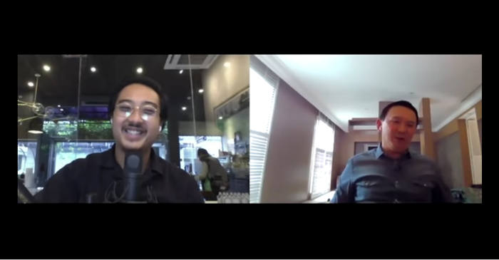 Ahok saat berbincang dengan Iyas Lawrence di Makna Talks.