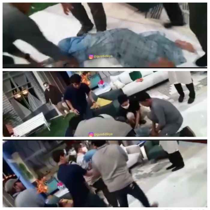 Lesty terjatuh saat syuting hingga Rizky Billar (kemeja biru) panik