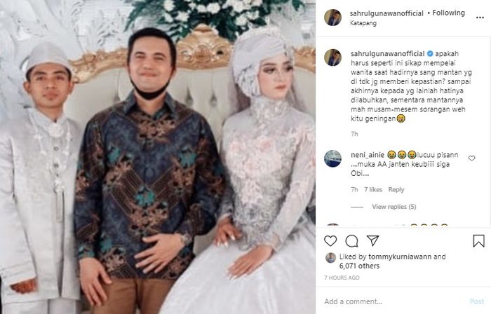 Unggahan Sahrul Gunawan, Sabtu (15/8/2020).
