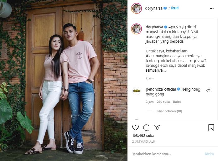 Nella Kharisma dan Dory Harsa kompak buat postingan seraya kode soal hari esok.