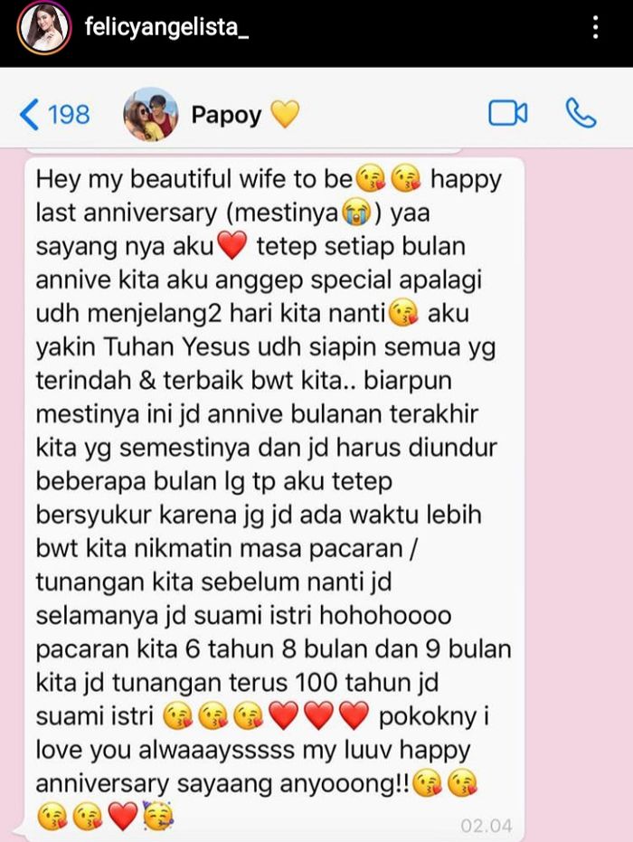 Pesan Caesar Hito untuk Felicya Angelista