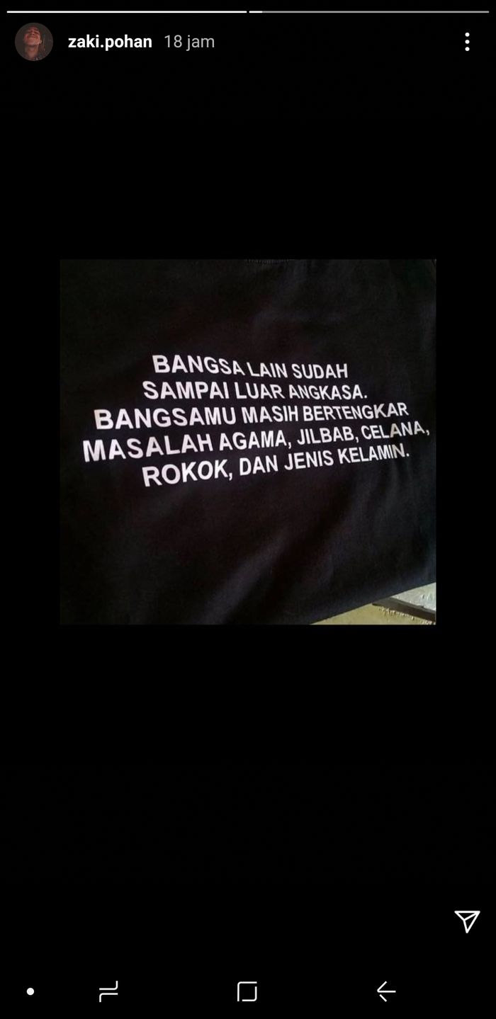 Postingan Instagram Story kekasih Adhisty Zara, Zaki Pohan.
