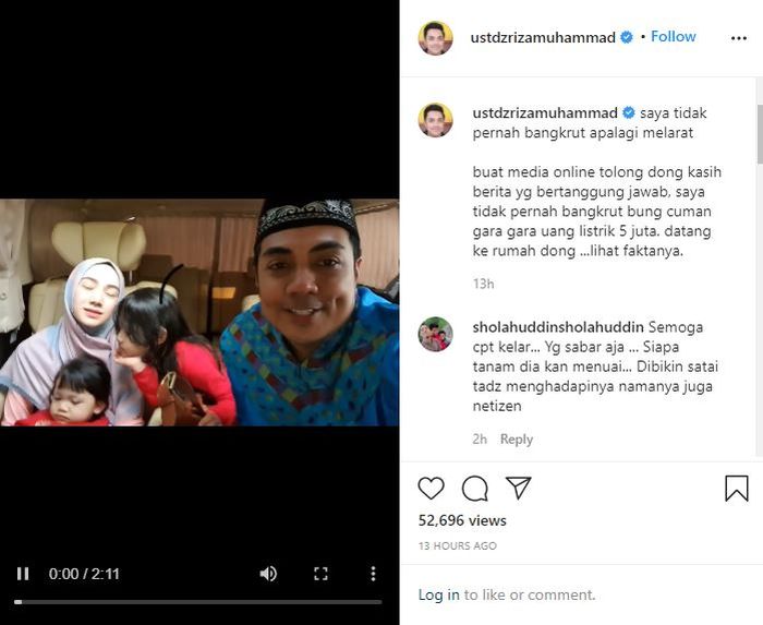 Ustaz Riza Muhammad mengklarifikasi pemberitaan yang menyebutkan dirinya tengah melarat