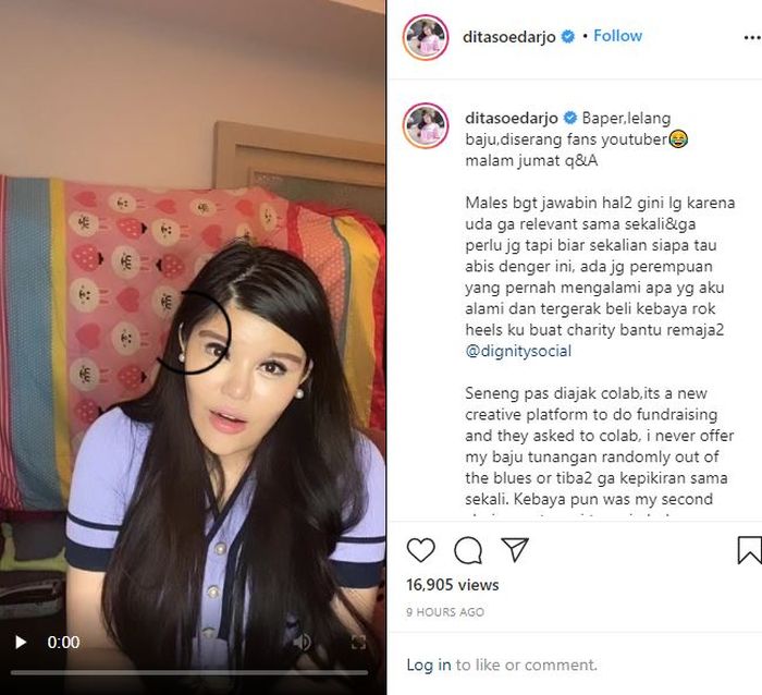 Dita Soedarjo melelang kebaya yang dia gunakan saat menggelar pertunangan dengan pebasket Denny Soemargo. Instagram @ditasoedarjo