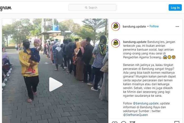 Video antrean perceraian di salah satu pengadilan agama di Bandung tampak viral.