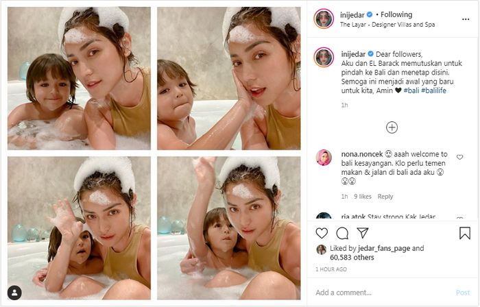 Jessica Iskandar dan El Barack putuskan untuk pindah dan menetap di Bali.
