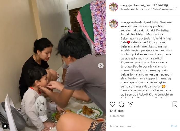 Unggahan Meggy Wulandari. (Instagram @meggywulandari_real)