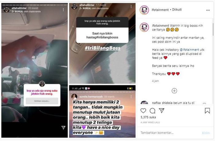 Postingan Atta Halilintar dan Aurel Hermansyah