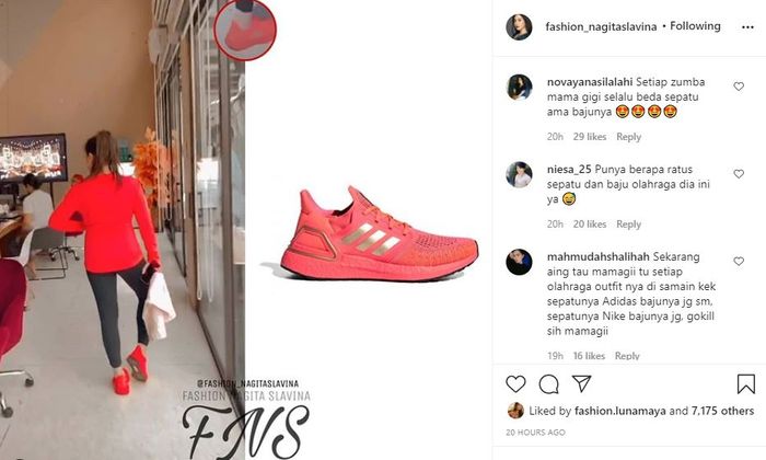 NagitaSlavina pakai sepatu Adidas 'Ultraboost 20 Shoes' seharga Rp 3.000.000 bikin heboh netizen.