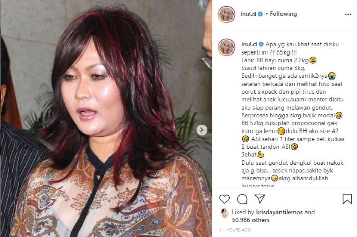 Penampilan Inul Daratista saat berat badannya 85 kilogram.