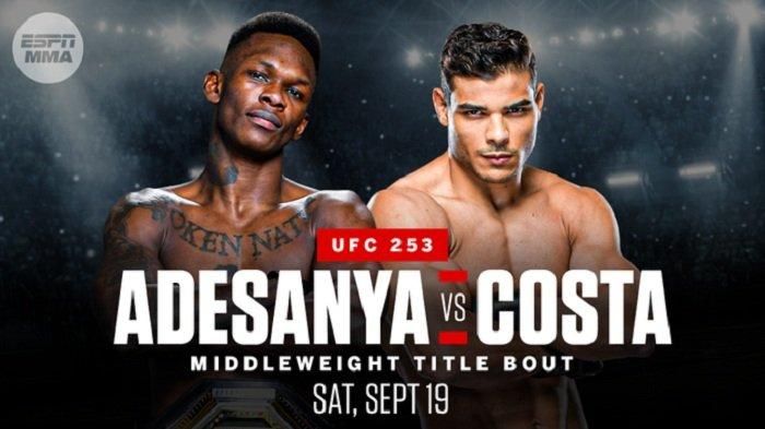 Israel Adesanya vs Paulo Costa di UFC 253.